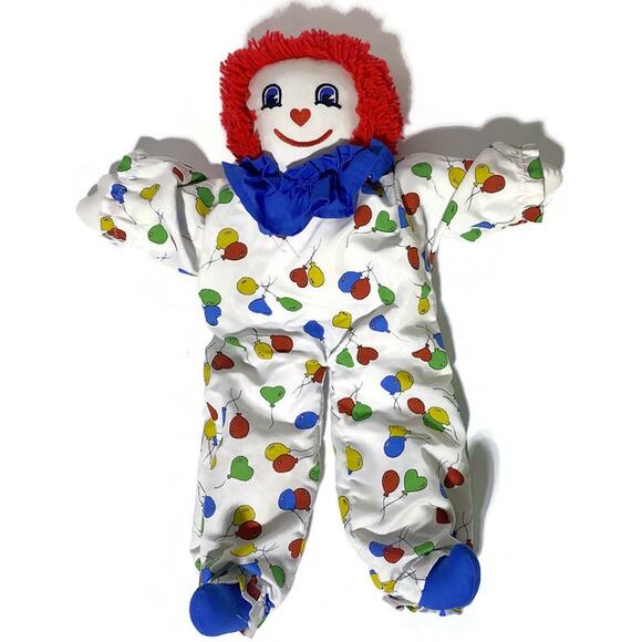 Floppy Raggedy Ann Cloth Doll With Stitched Features & Colorful Balloons 22" - Picture 8 of 8